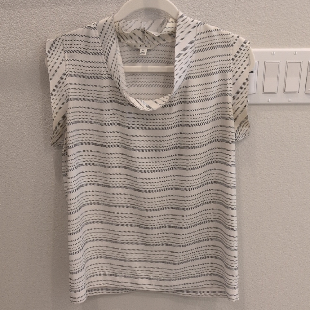 CAbi White Relaxed Boxy Blouse